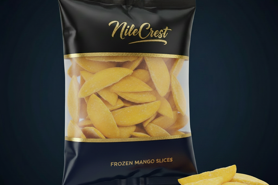 IQF frozen Egyptian mango slices from Nile Crest, export-grade quick-frozen fruit