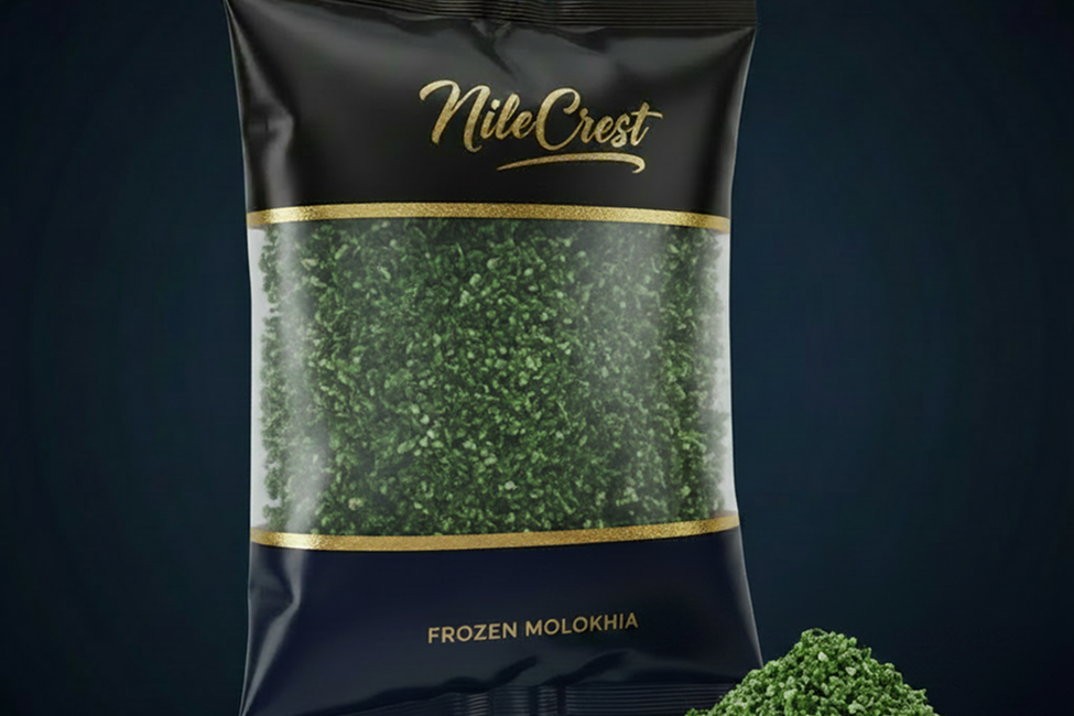 Frozen molokhia (jute mallow) from Nile Crest, export-grade Egyptian vegetables