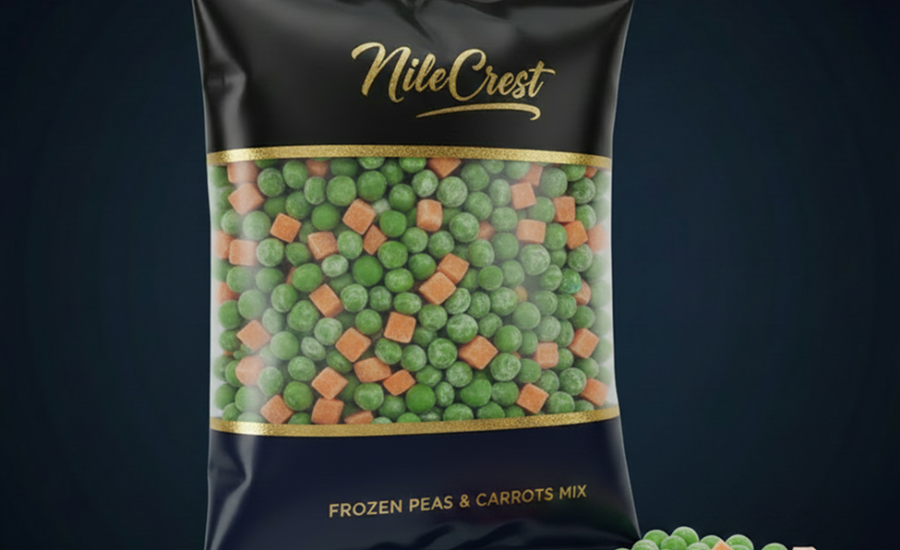 Frozen peas and carrots mix from Nile Crest, export-grade Egyptian vegetables