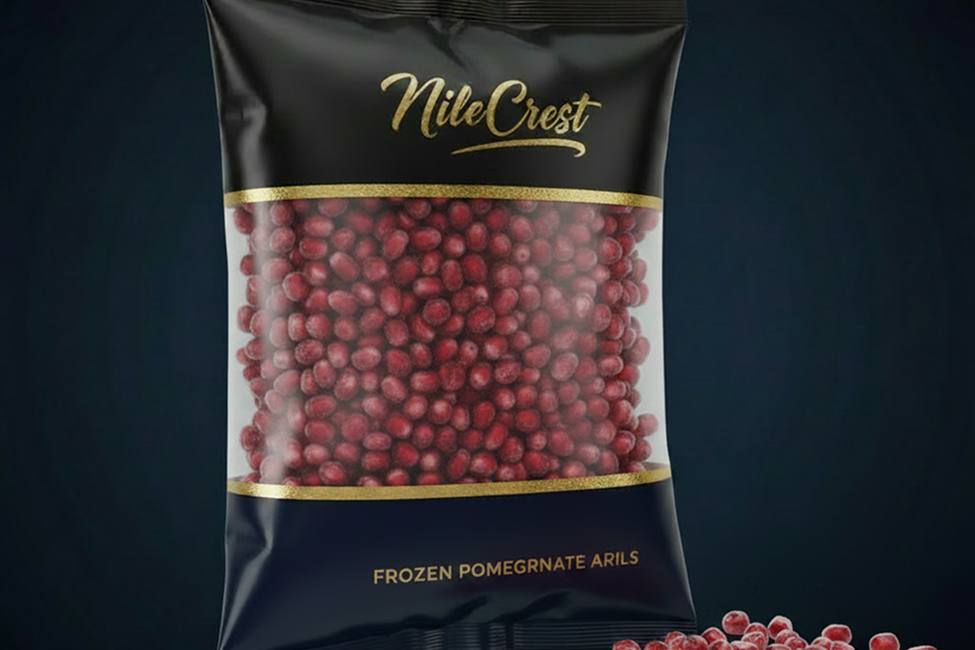 IQF frozen Egyptian pomegranate arils from Nile Crest, export-grade quick-frozen fruit