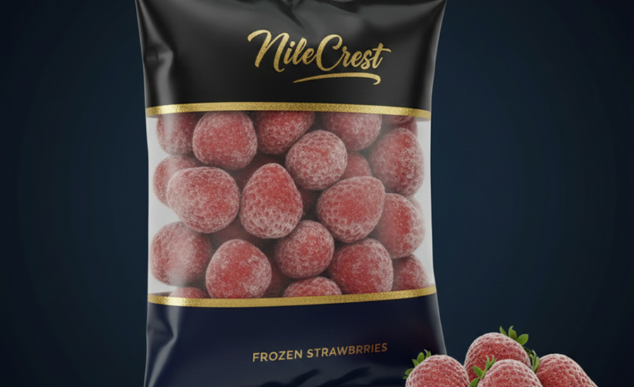 IQF frozen Egyptian strawberries from Nile Crest, export-grade quick-frozen produce