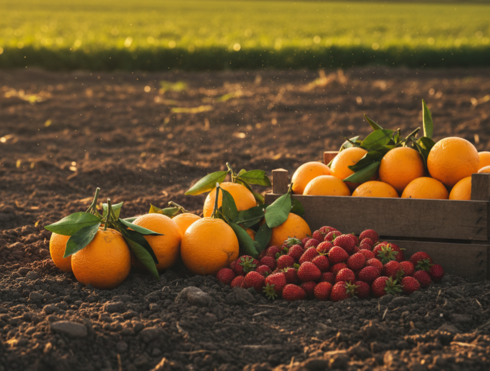 Close-up of freshly harvested Egyptian produce on the farm, showcasing Nile Crest's export-grade quality sourcing